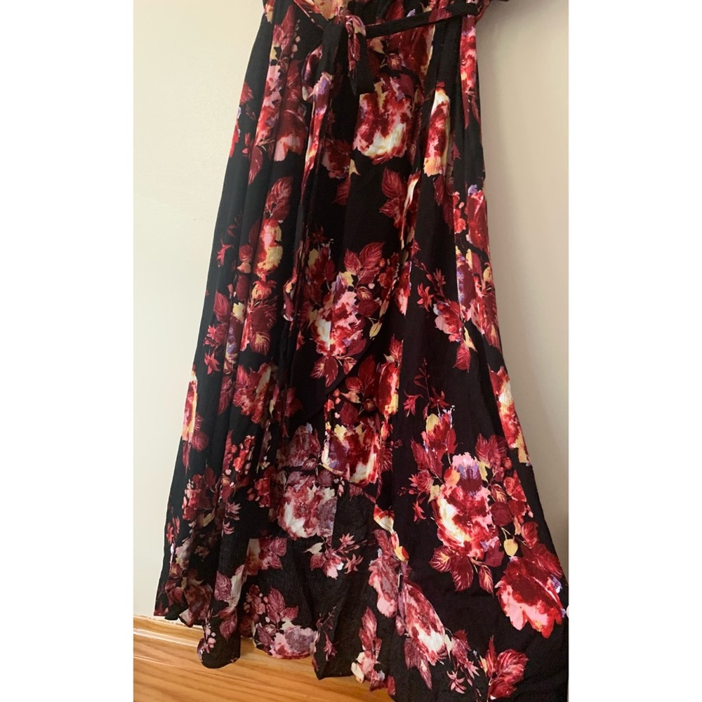 City Chic • 20/L • Monet Floral Print Faux Wrap Maxi Dress High Low - Picture 7 of 9